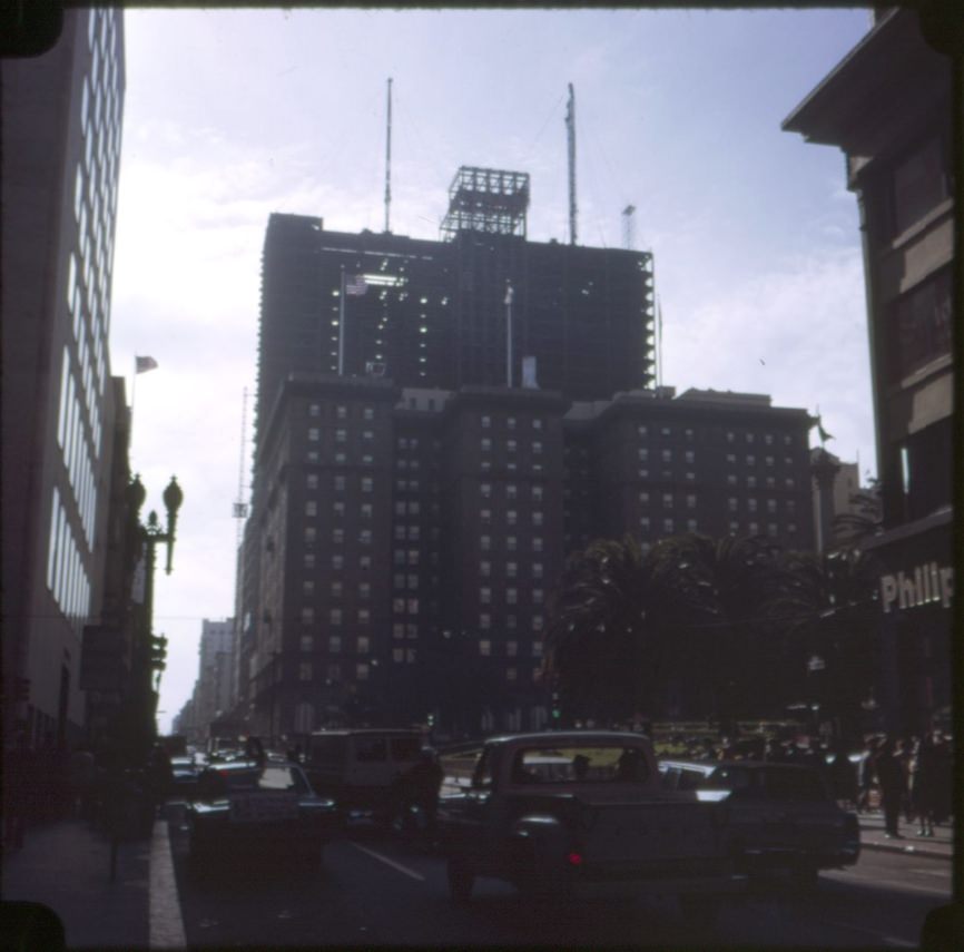 St. Francis Hotel tower under construction, 1971.