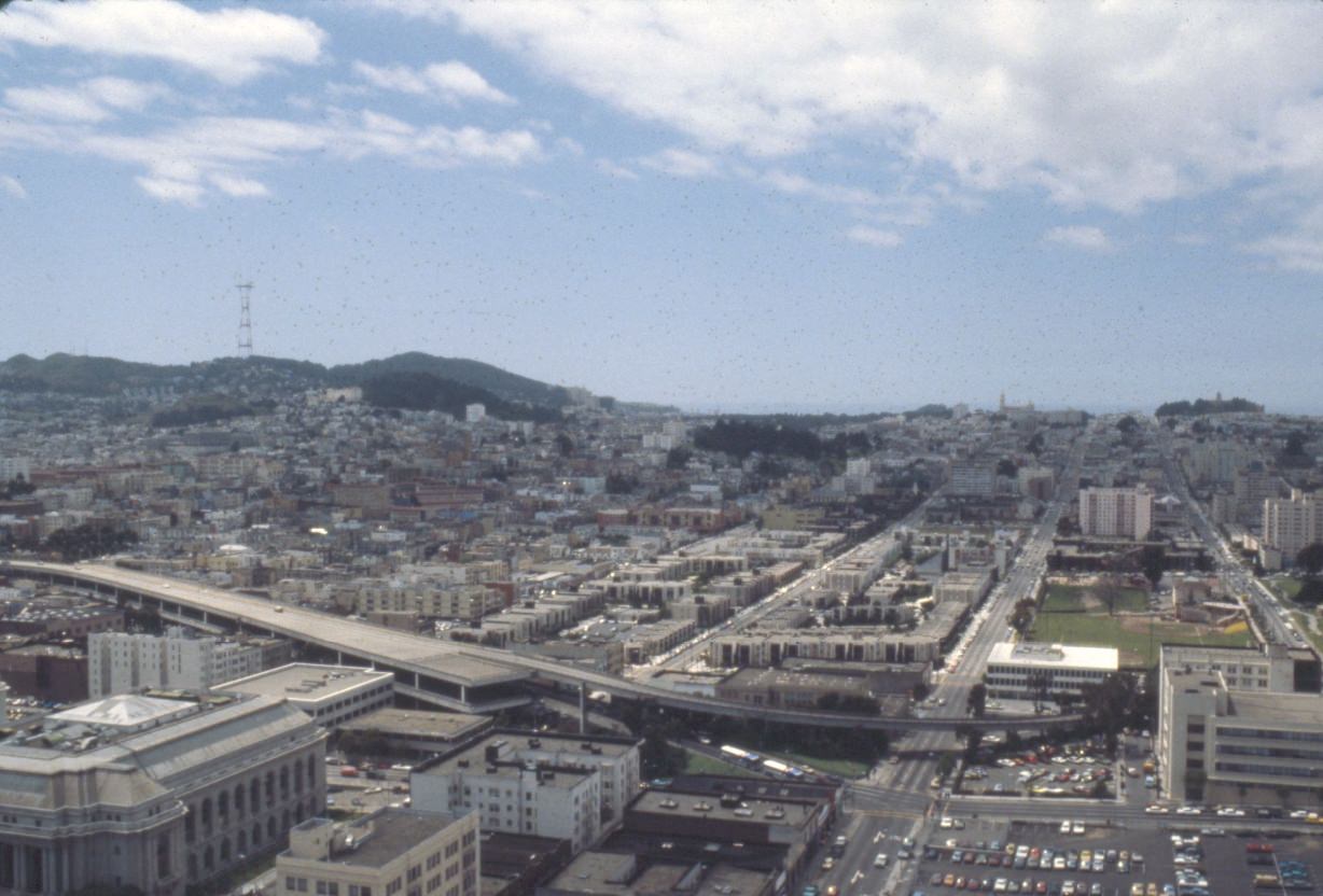 View of Western Addition and Central Freeway, 1979.