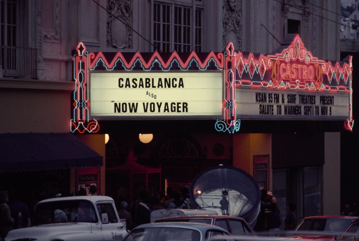 Castro Theater awning and entrance, 1976.