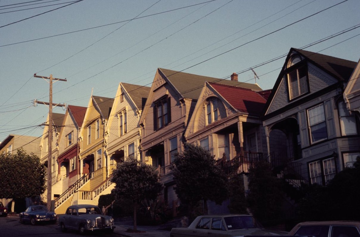 Row of Victorian houses, 1976.