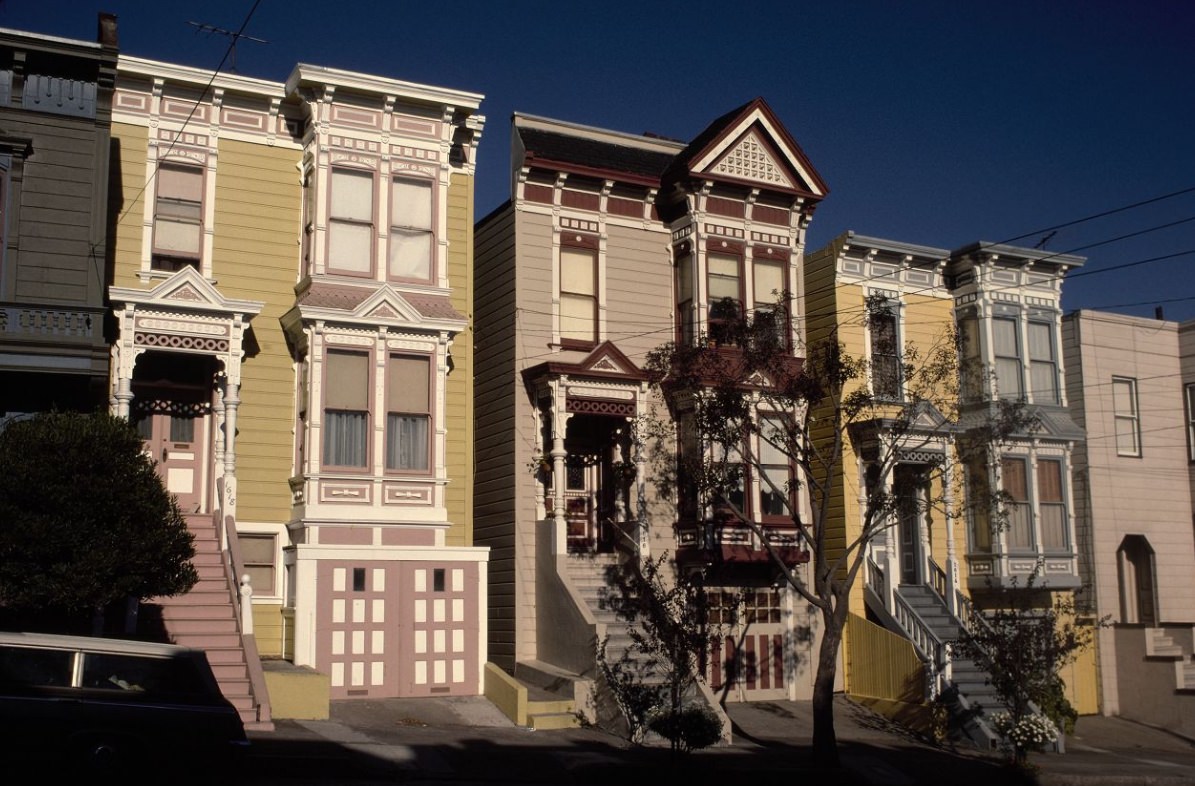 Row of Victorian houses, 1974.