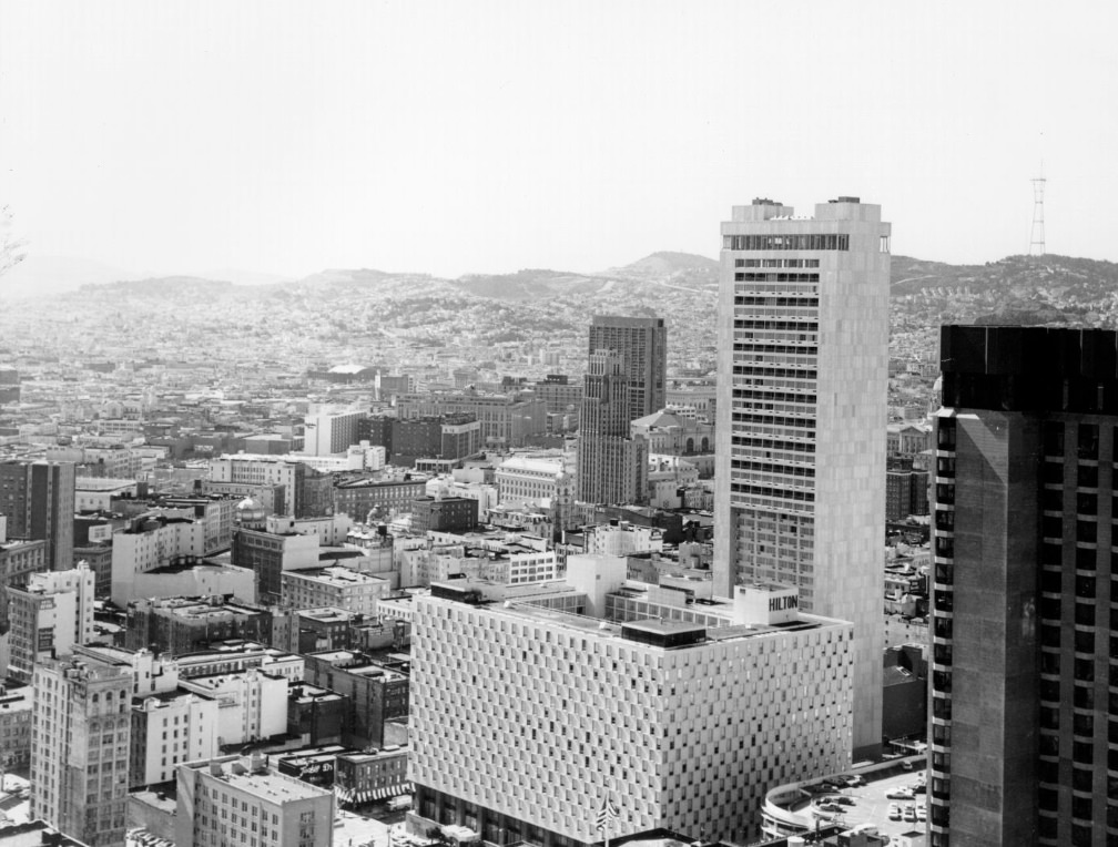 View from Union Square Hyatt House, 1973.