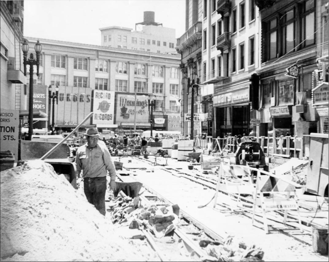 Construction on Powell Street, 1973.