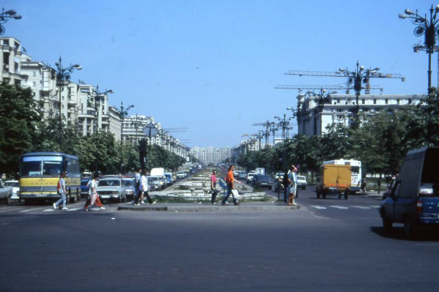 Scenery along Bulevardul Unirii in Bucharest, 1990s