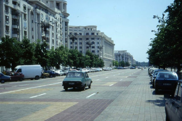 Daytime in Bulevardul Unirii, Bucharest, 1990s