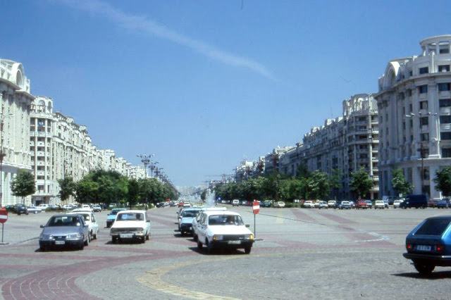 The avenue of Bulevardul Unirii in Bucharest, 1990s