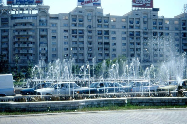 Fountains along Bulevardul Unirii in Bucharest, 1990s