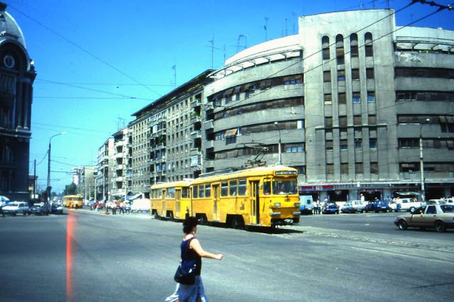 Modern architecture in Calea Grivitei, Bucharest, 1990s