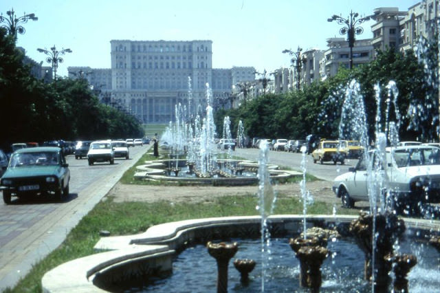 View of Palatul Parlamentului from Bulevardul Unirii, Bucharest, 1990s