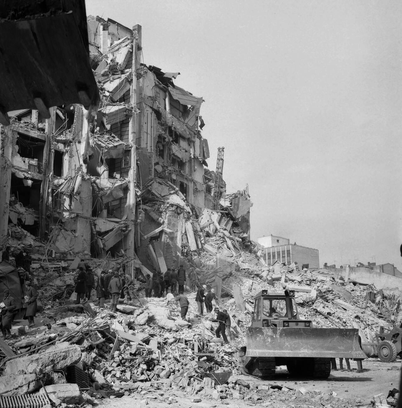 Rescue operation after the deadly earthquake in Bucharest, Romania, March 1977.