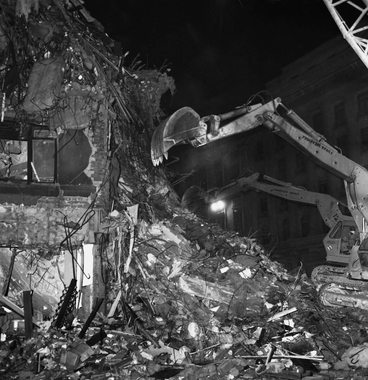 Rescue operation after the deadly earthquake in Bucharest, Romania, March 1977.