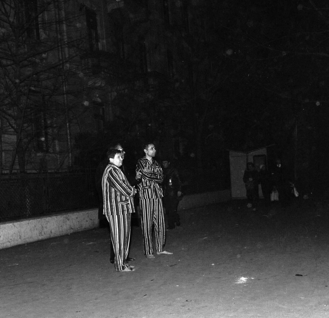 People outside an apartment building after the deadly earthquake in Bucharest, Romania, March 1977.