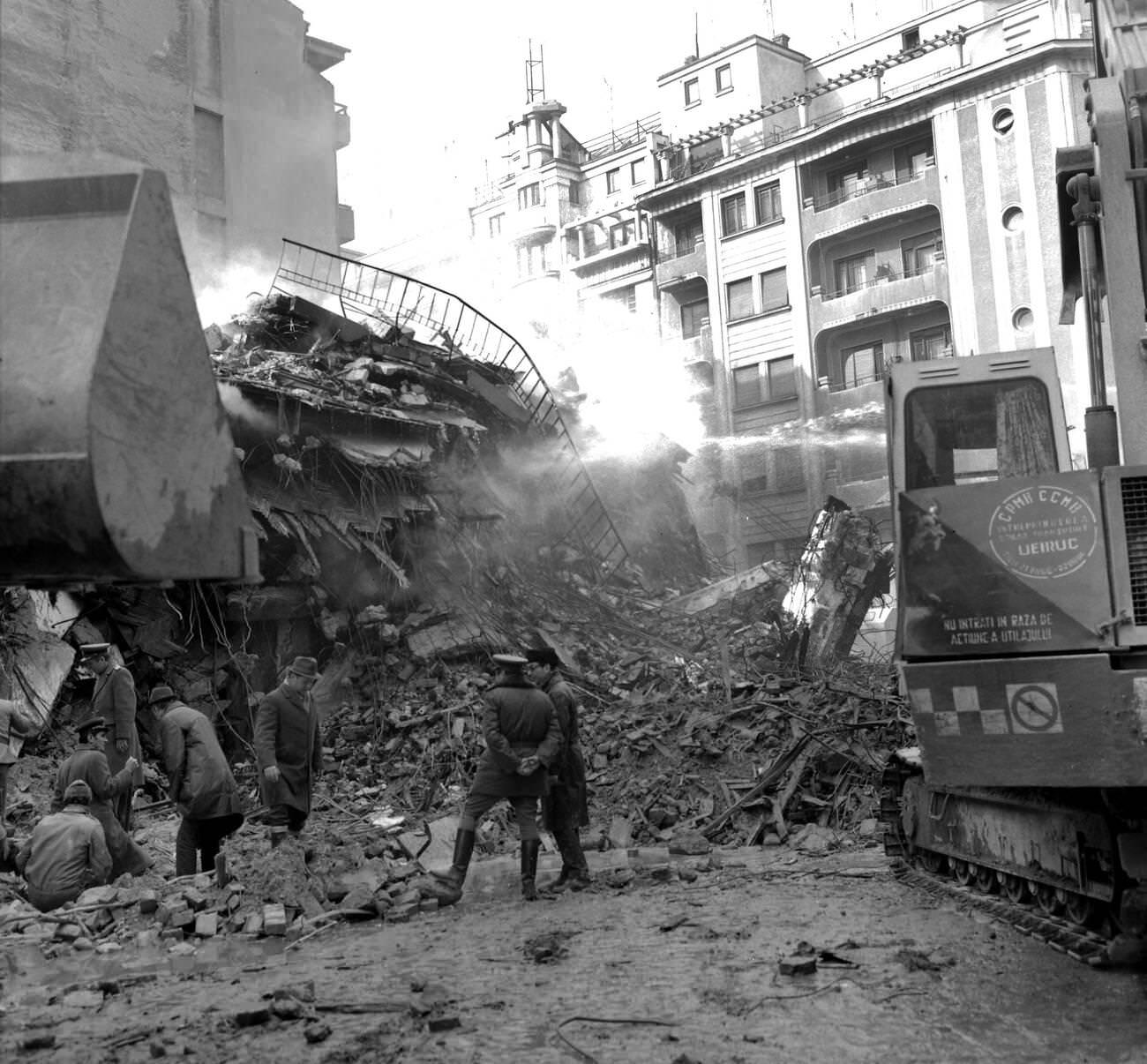 Rescue operation after the deadly earthquake in Bucharest, Romania, March 1977.