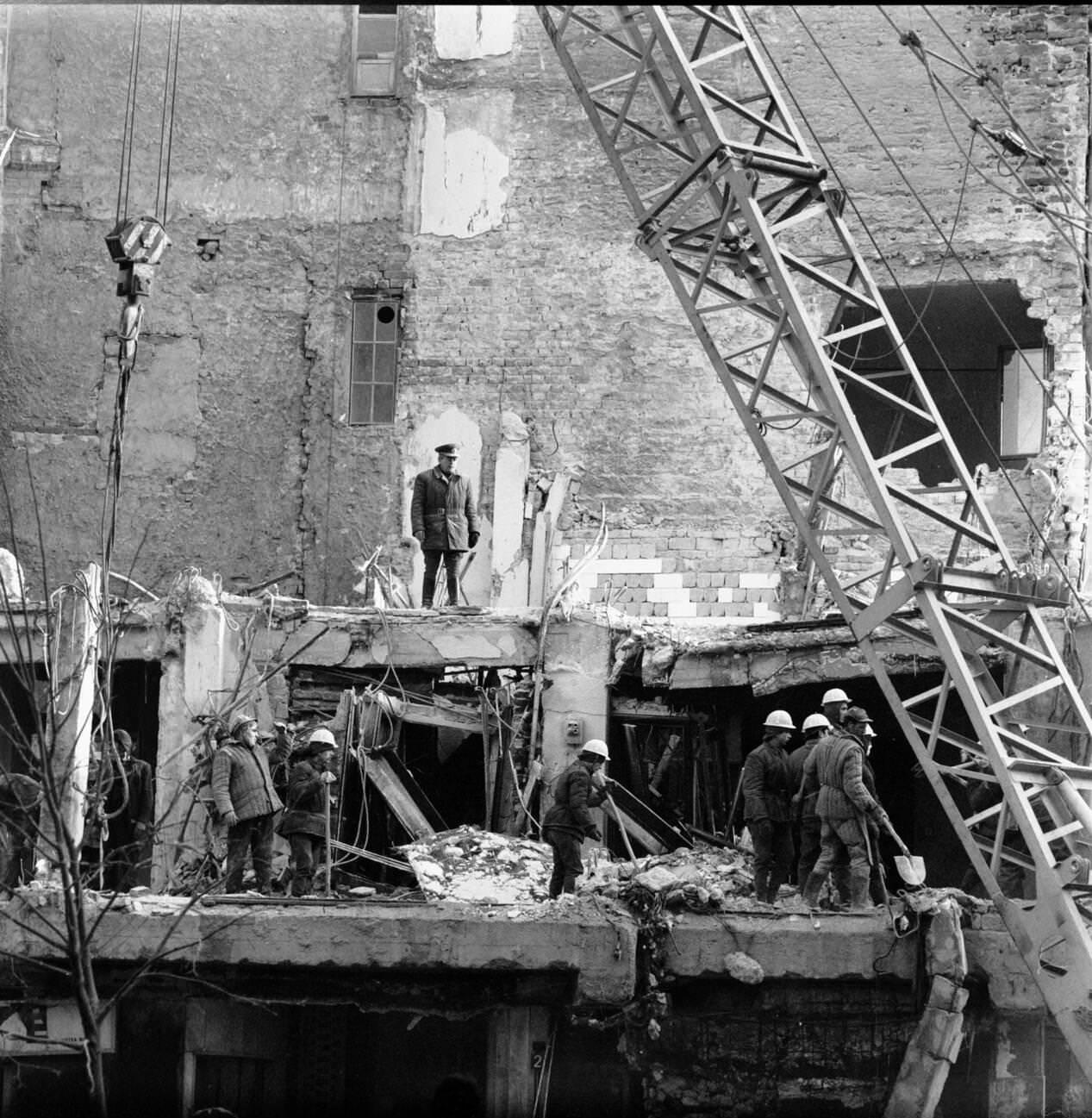 Rescue operation after the deadly earthquake in Bucharest, Romania, March 1977.