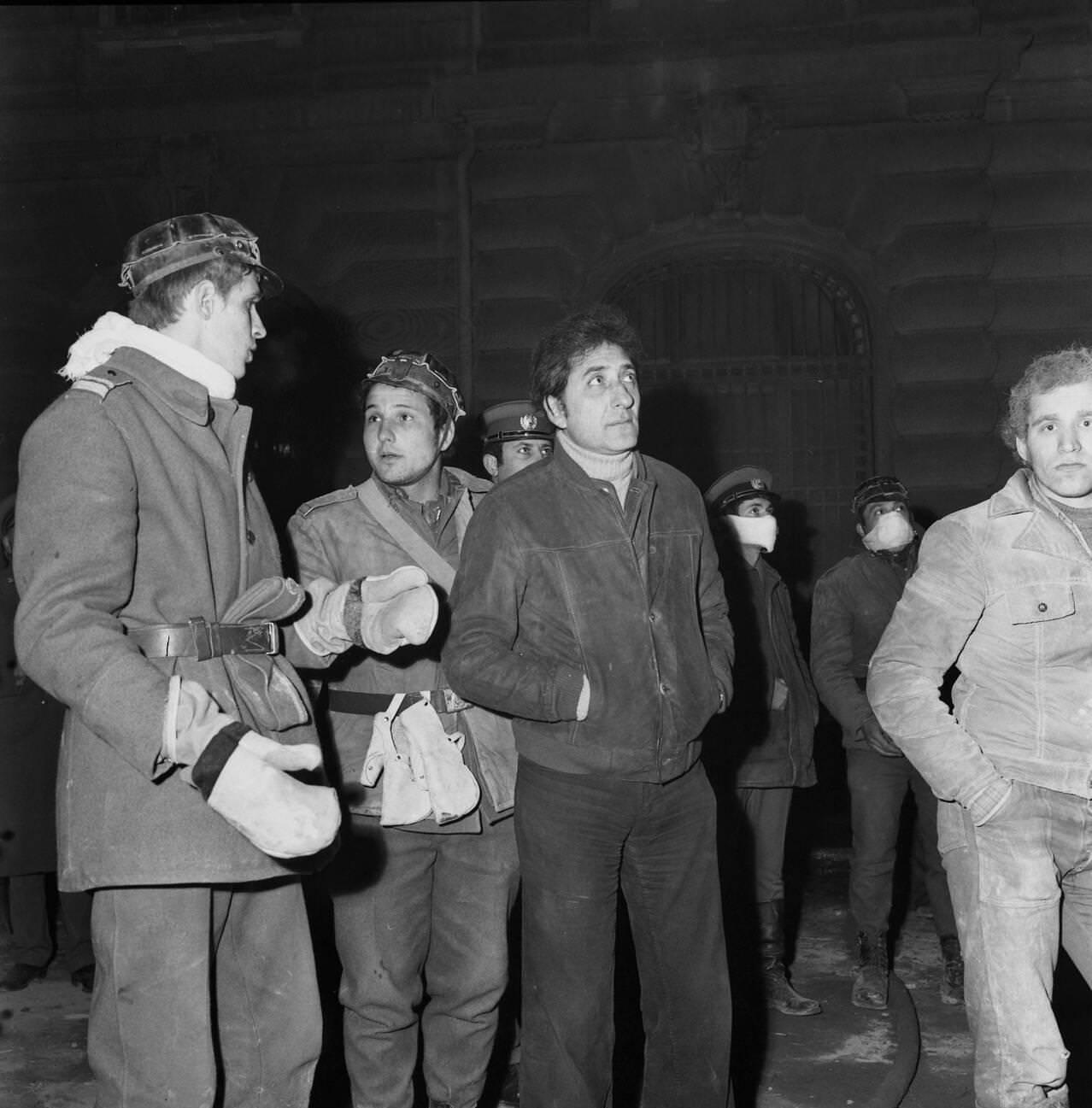 Rescuers after the deadly earthquake in Bucharest, Romania, March 1977.