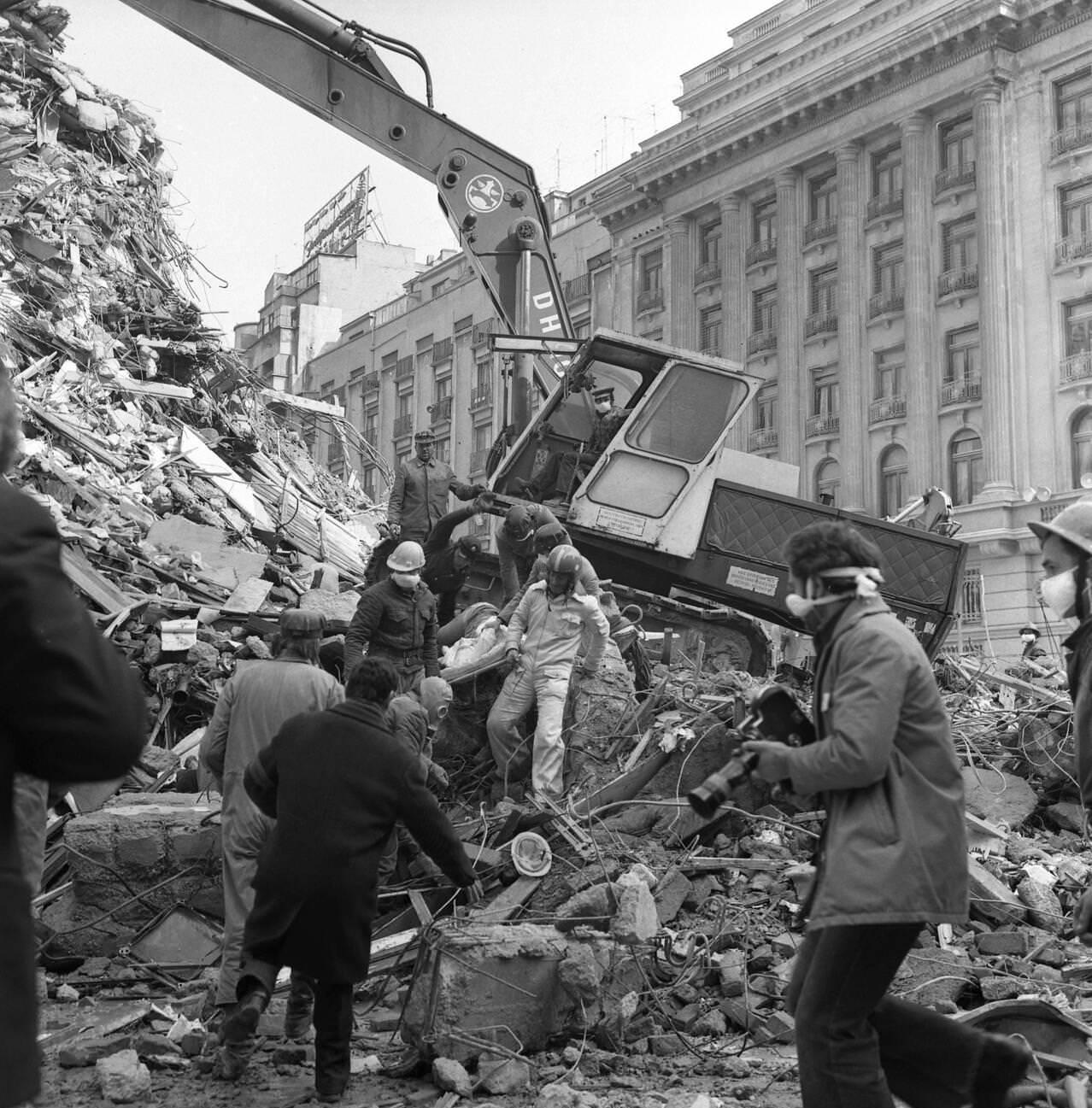 Rescue operation after the deadly earthquake in Bucharest, Romania, March 1977.