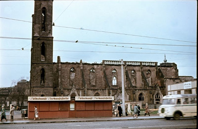 Church in ruins in Dresden, 1960s