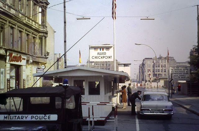 Checkpoint Charlie in East Berlin, 1960s.