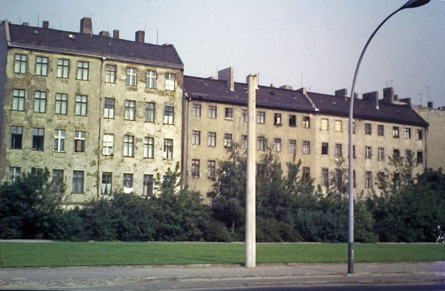 Unrestored apartment buildings in East Berlin, 1960s.