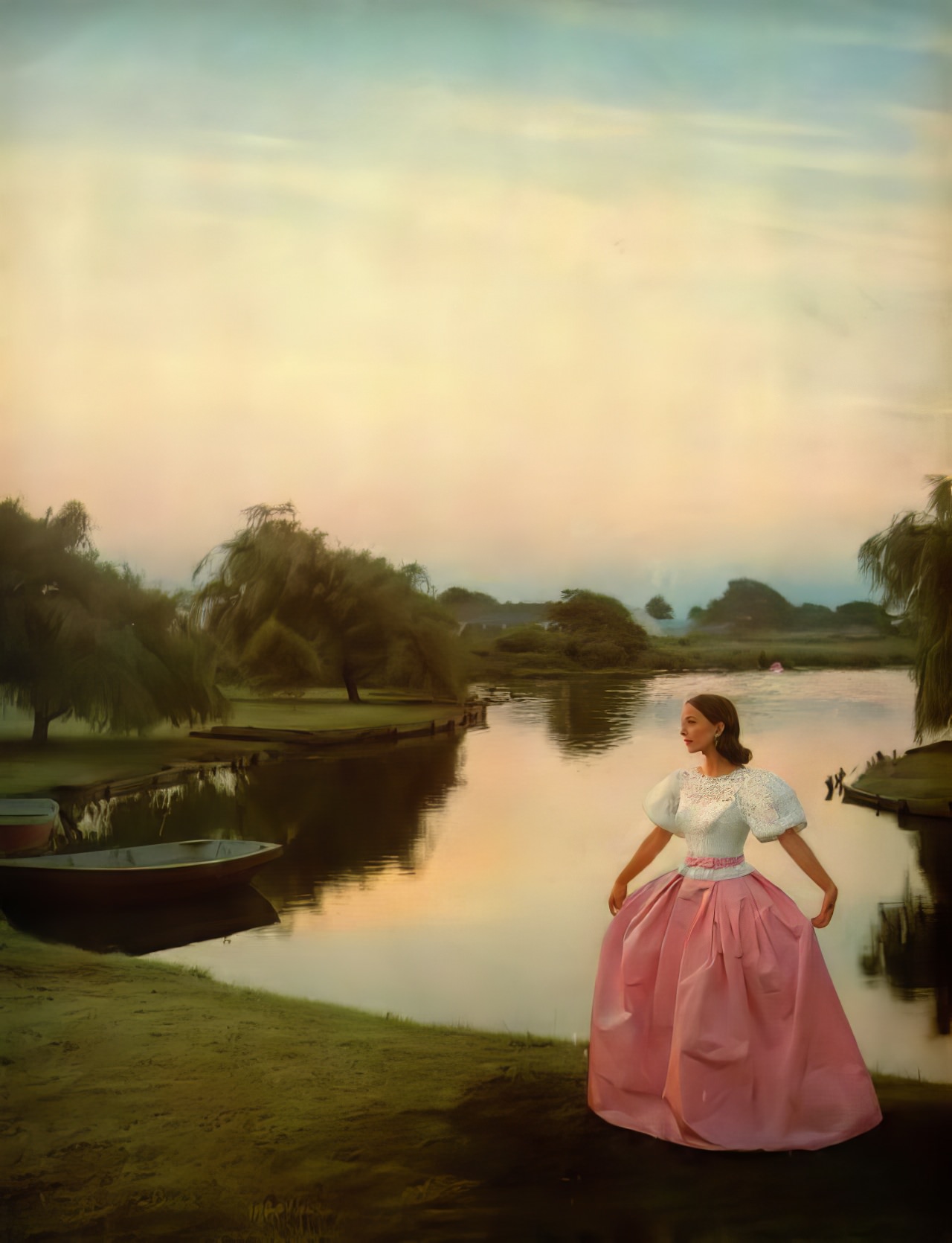 Brooke Hayward in a pink peau-de-soie ballgown by Rappi, Harper's Bazaar, October 1959.