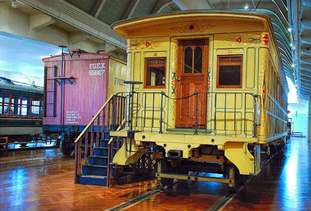 Bangor & Aroostook railroad coach no.6 replica. Coach was built in 1925-28 to replicate a Bangor and Aroostook Railroad coach from the 1855 to 1965 era. Bangor & Aroostook was a railway in the state of Maine