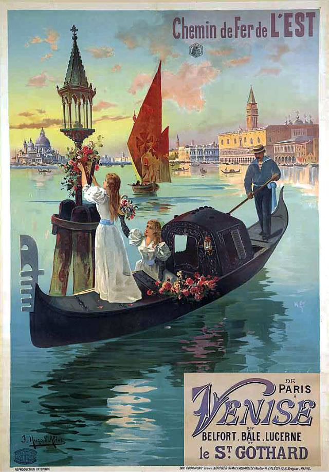 Chemin de Fer de l'Est, De Paris à Venise, circa 1890s