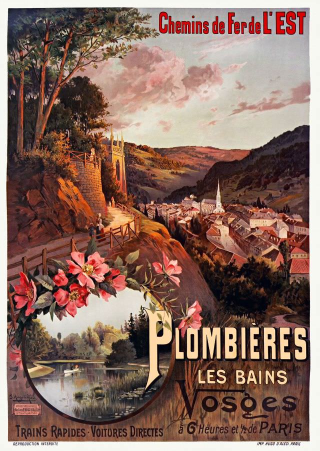 Chemins de Fer de L'Est, Plombières les Bains, Vosges, circa 1890s