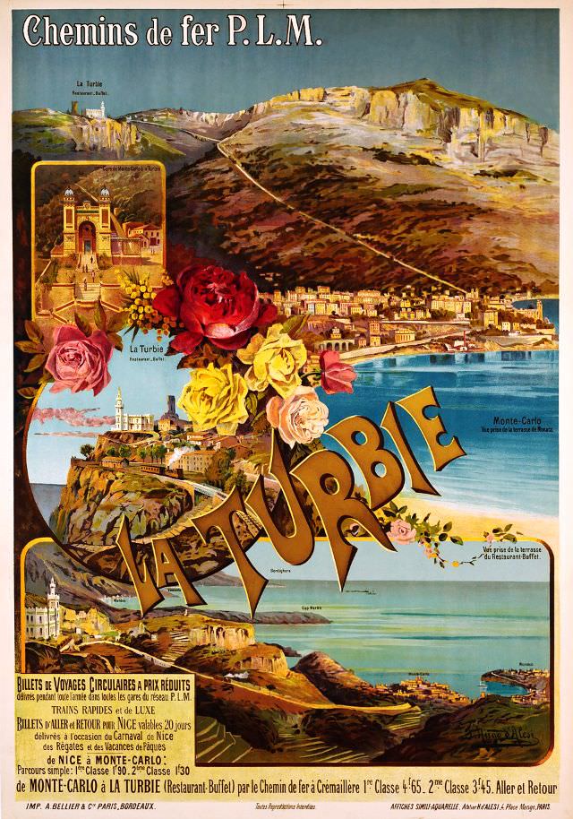 La Turbie sur Monte-Carlo, PLM, 1894