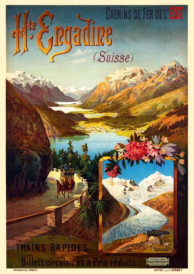 Chemin de Fer de l'Est, Hte Engadine, St.Moritz, 1895