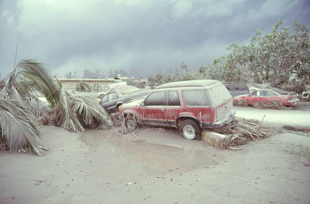 The aftermath of Mount Pinatubo's volcanic eruption in Olongapo, Philippines.
