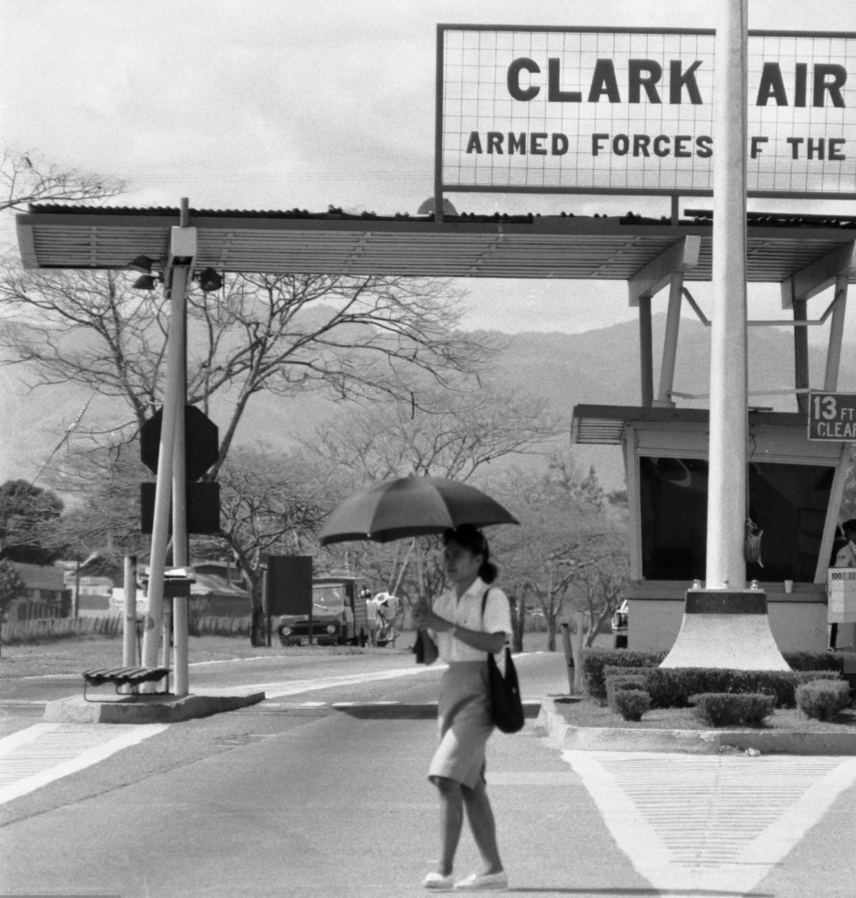 The entrance to the U.S. Clark Air Base in the Philippines, November 1987.