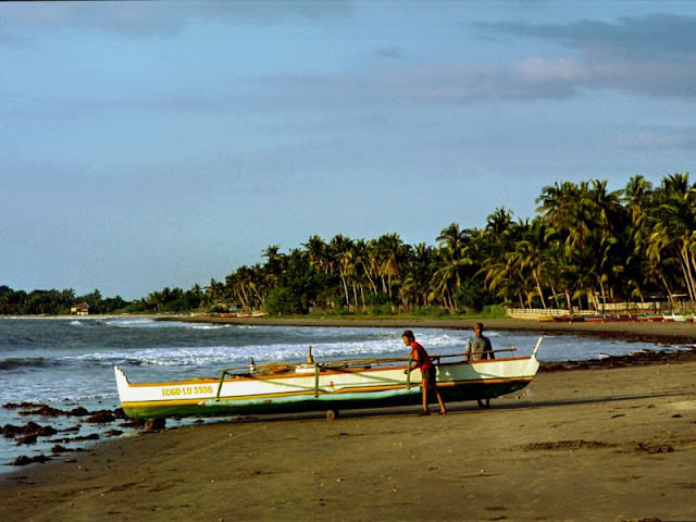The tranquil Bauong Beach, Philippines, 1980.
