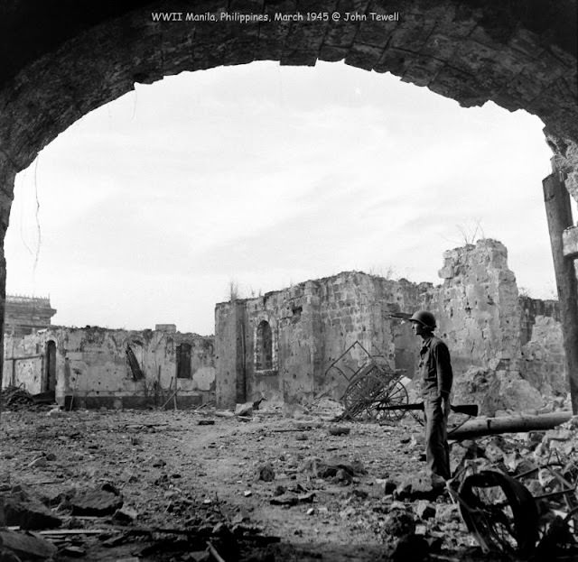 Looking south into Intramuros from the Puerta Isabel Gate, Manila, Philippines, March 1945