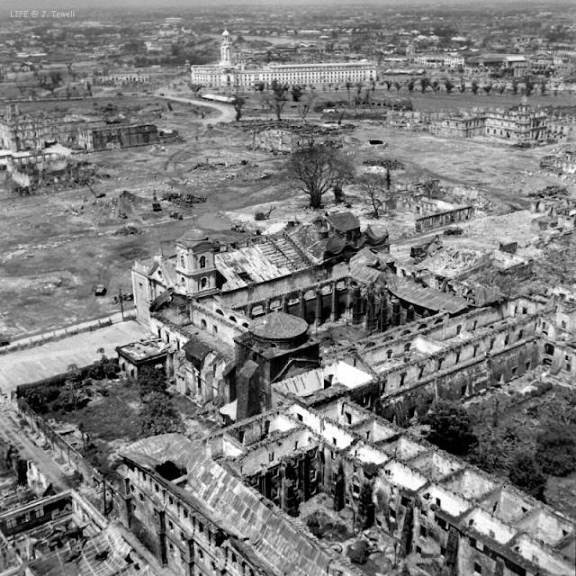 San Augustin Church and destroyed Intramuros, Manila, Philippines, September 1945