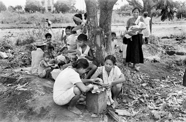 Filipino citizens find safety, Manila, Philippines, February 1945