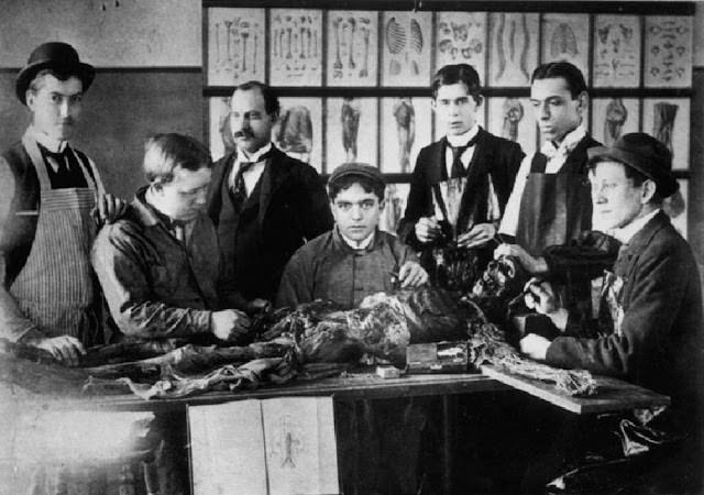 Historical Photos of Victorian Medical Students Learning Anatomy with Bare Hands and Cadavers