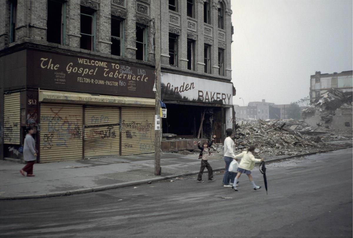 The Gospel Tabernacle and Linden Bakery Linden St., Bushwick, Brooklyn, 1983