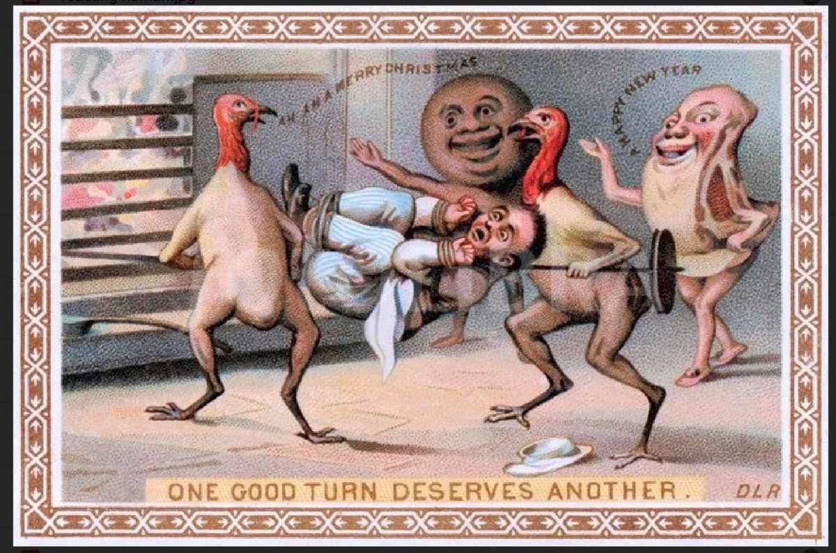 Hilariously Bizarre Christmas Cards from the Victorian Era featuring Animals