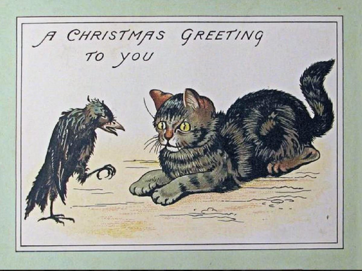 Hilariously Bizarre Christmas Cards from the Victorian Era featuring Animals