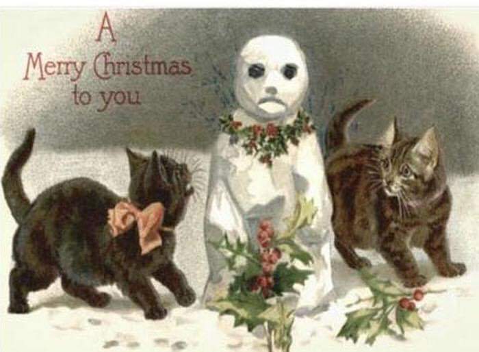 Hilariously Bizarre Christmas Cards from the Victorian Era featuring Animals