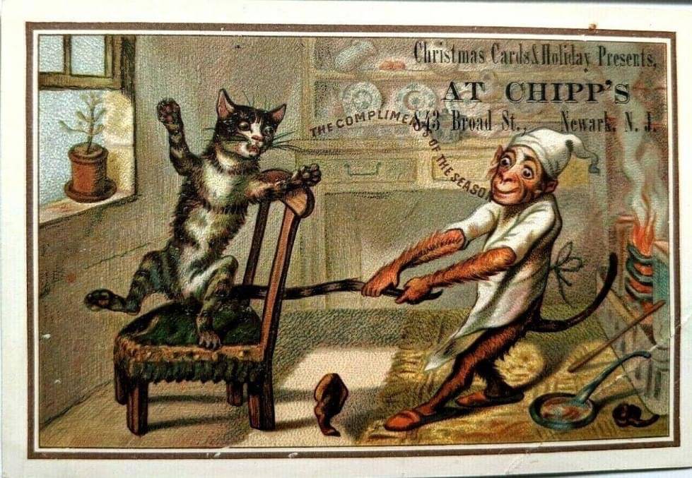 Hilariously Bizarre Christmas Cards from the Victorian Era featuring Animals