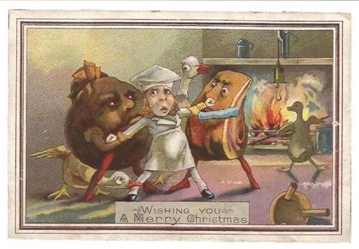 Hilariously Bizarre Christmas Cards from the Victorian Era featuring Animals