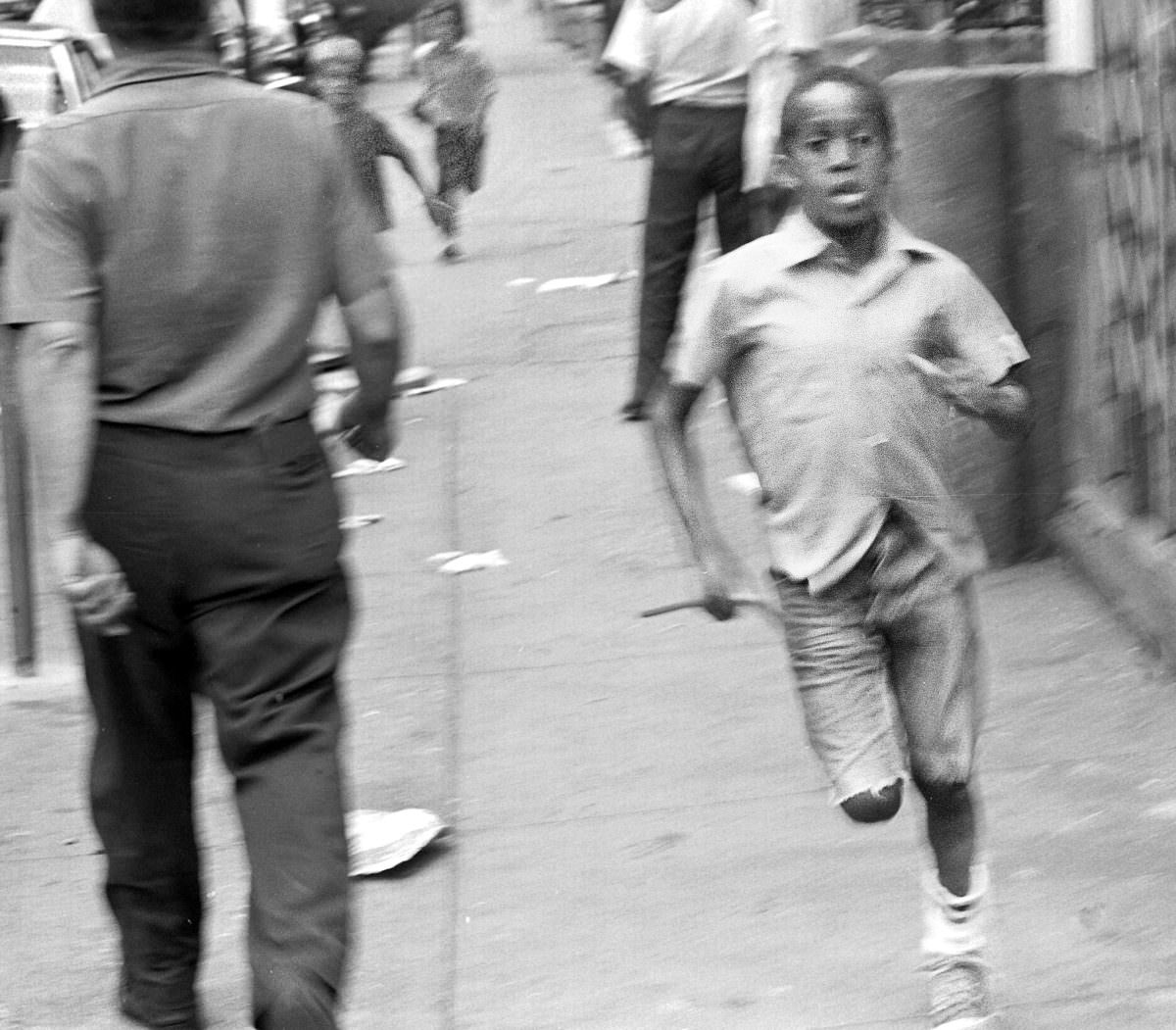 Jeffery, Fernando, and Orlando in a block race from 1st to 2nd Avenue on 3rd Street, 1974.