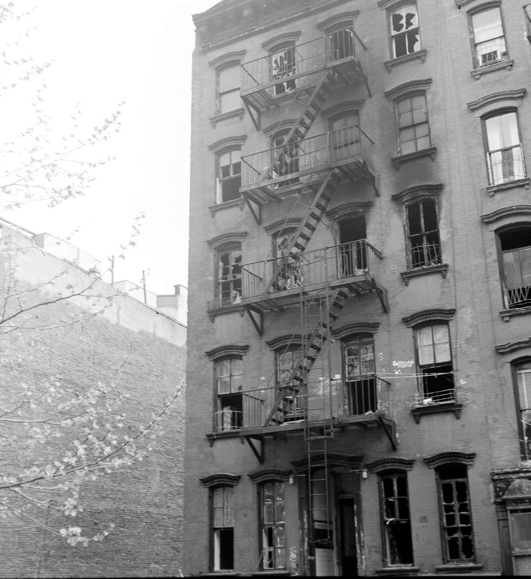 74 East 3rd Street after the fire, April 1976.