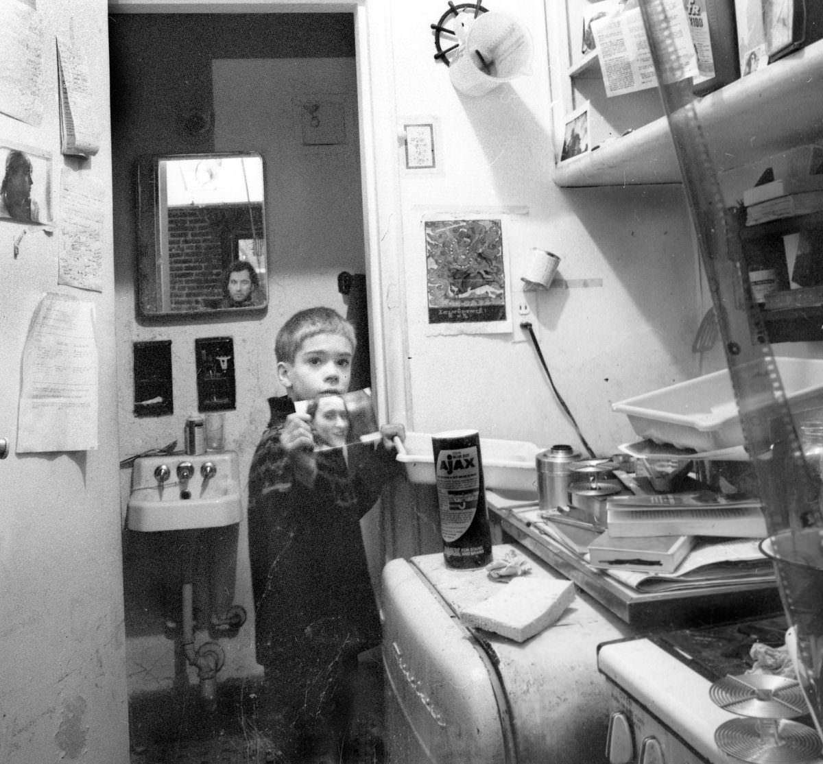 Fernando in a darkroom on East 3rd Street, 1973.