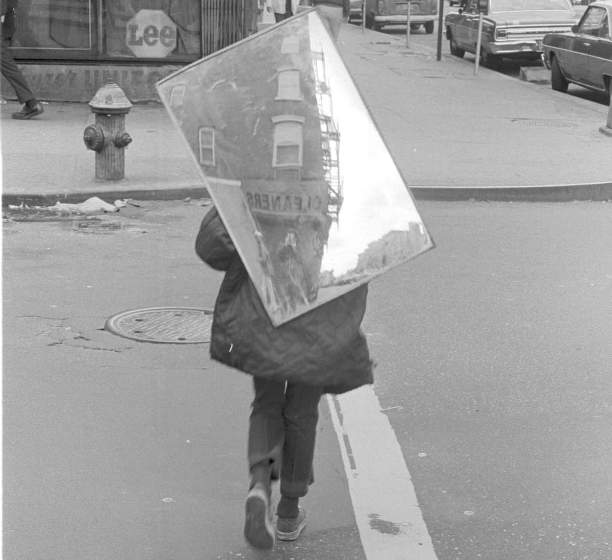 Fernando and Mirror on 1st Avenue, 1974.