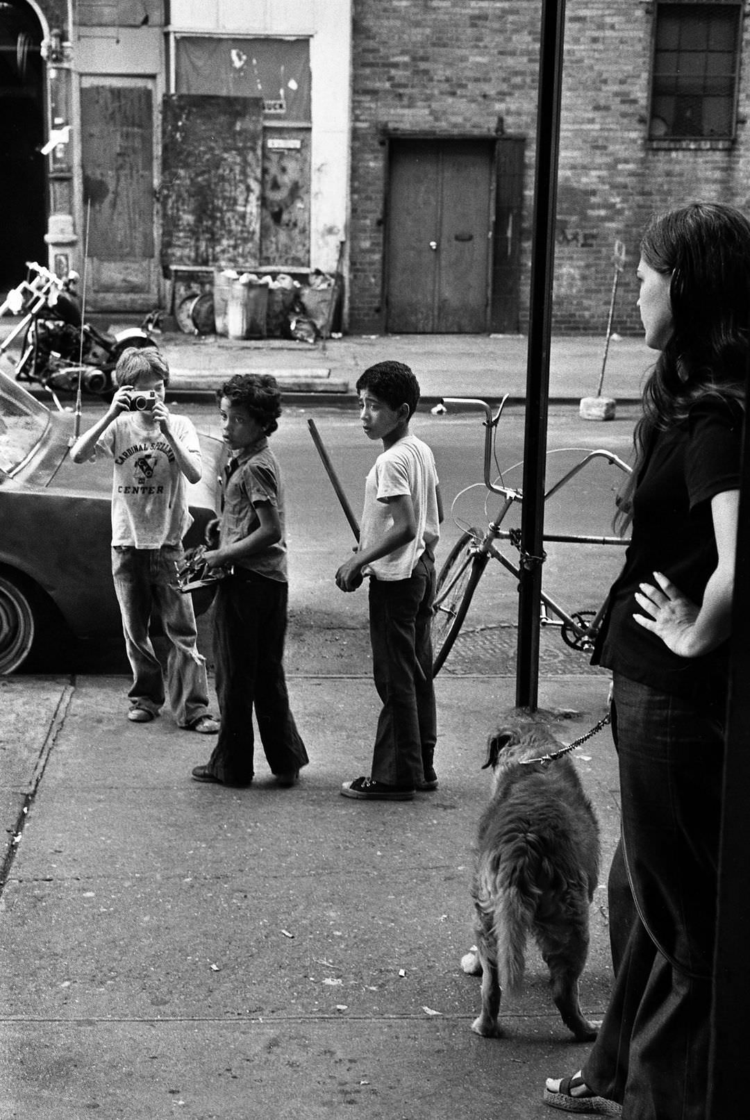 Fernando's Rollie, Orlando, and Pipo on East 3rd Street, 1975.