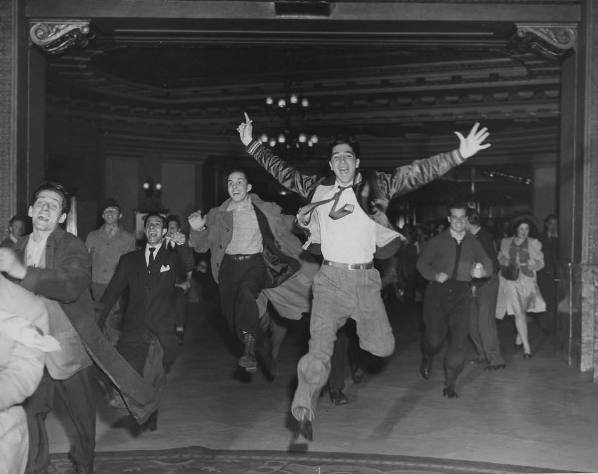 A crowd at a boxing match, 1943.