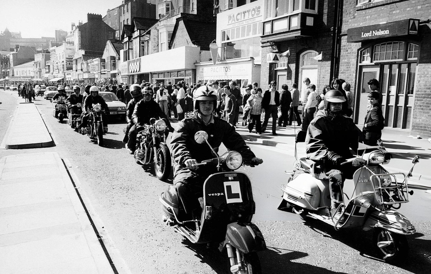 Scooter invasion of Scarborough on Easter Sunday, 1980s.
