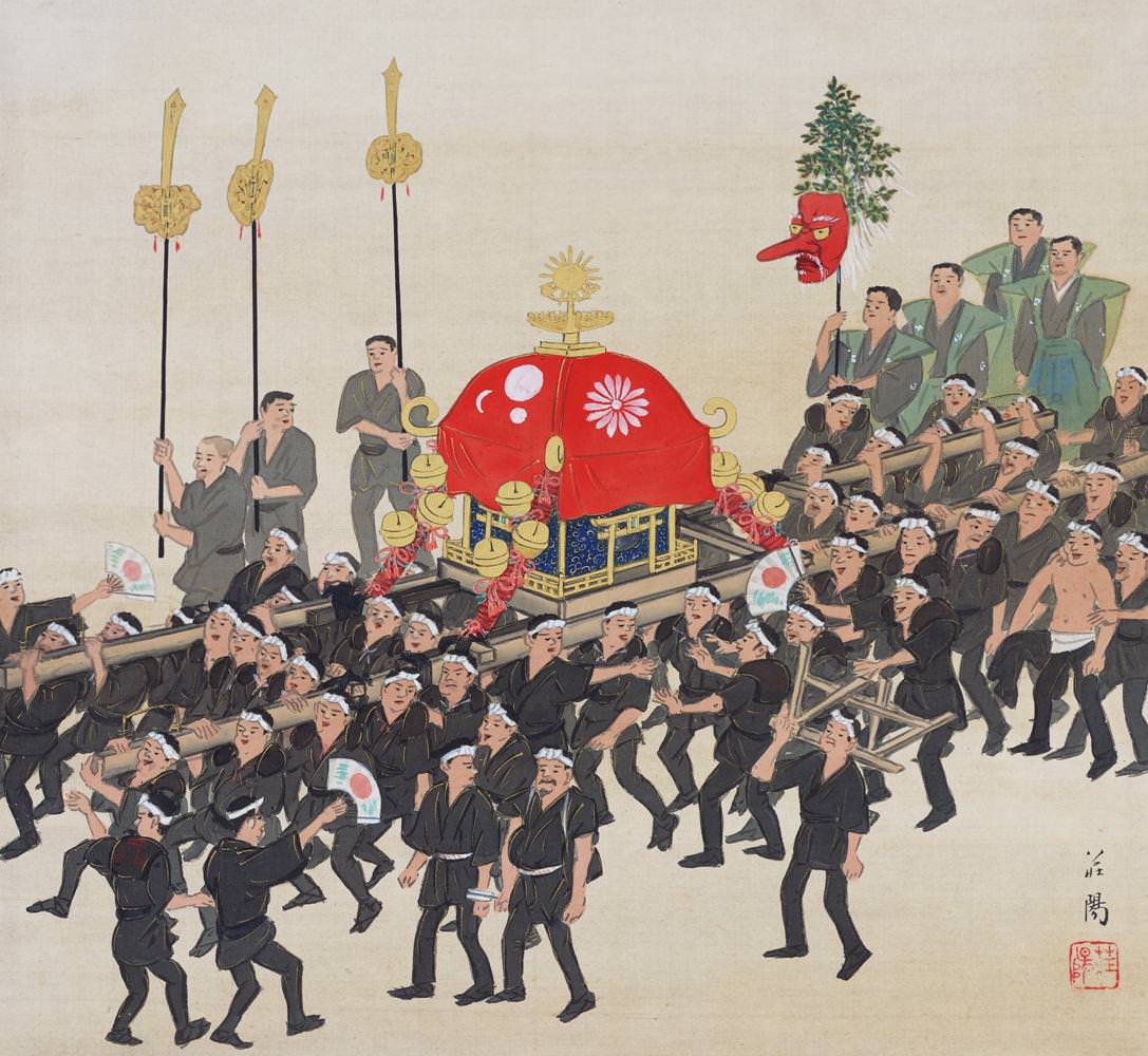 Stunning Silk Paintings depicting different Miyako Festivals of Kyoto, Japan from the 1920s